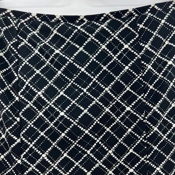 Y2K VINTAGE Express SMALL Black Diamond Dot Green Plaid Flare Mini Skirt - Picture 4 of 8